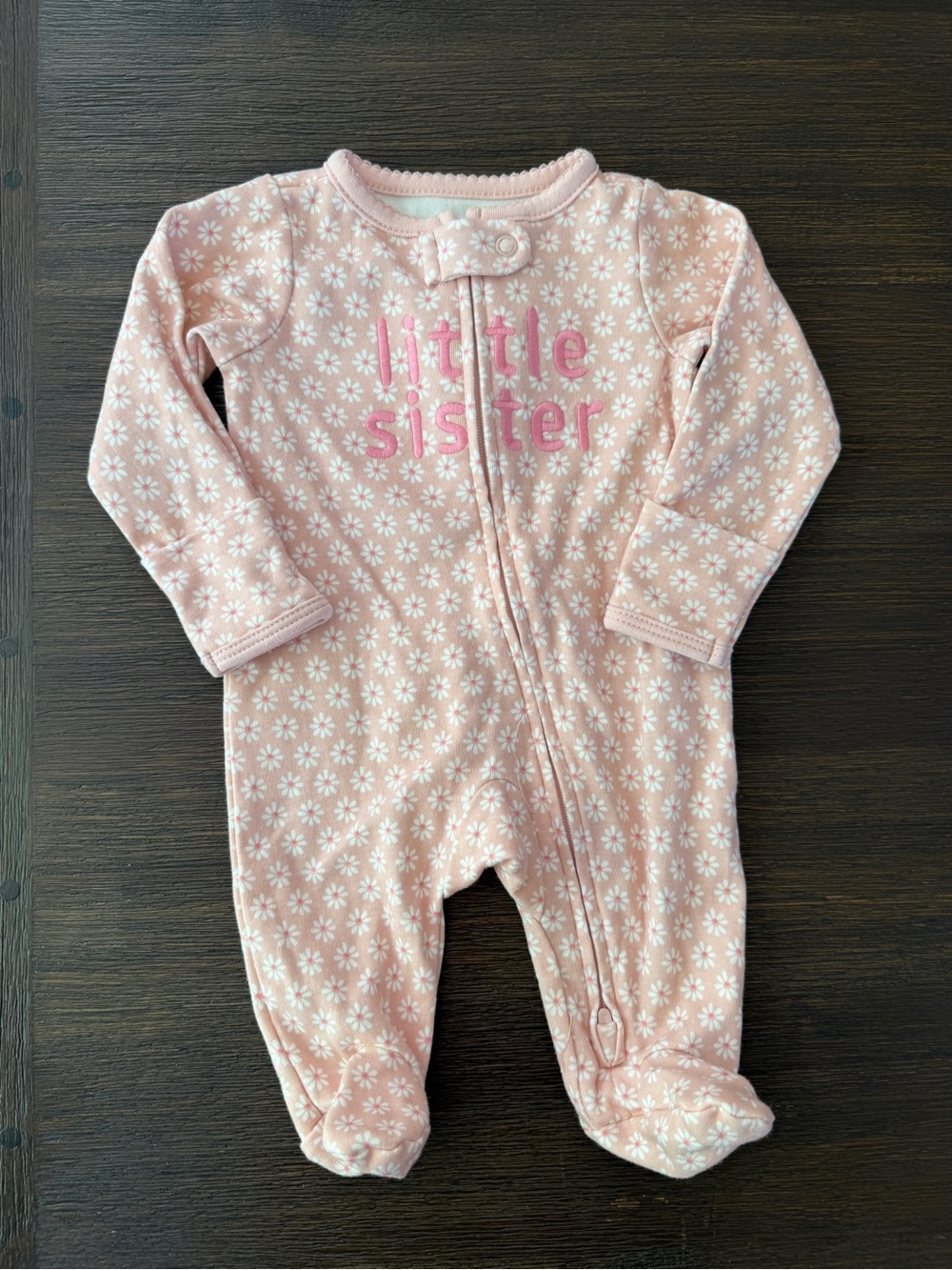 NWOT Little Sister Pink Floral Footed One-Piece